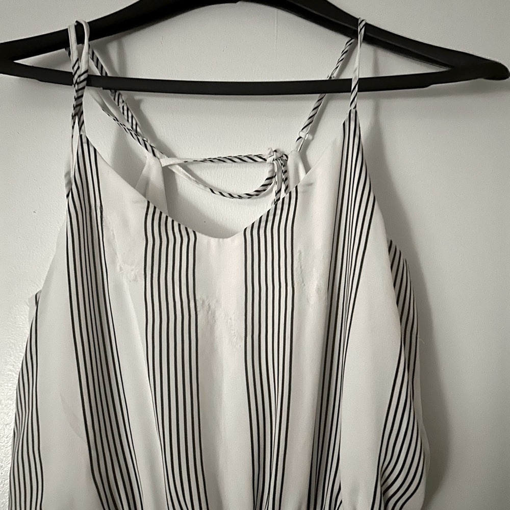 Charlotte Russe Elegant Black and White Striped jumpsuit size M